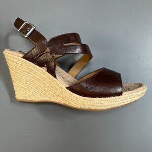 BOC‎ Born Women's Strappy Wedge Espadrille Sandals Brown Size 9 M